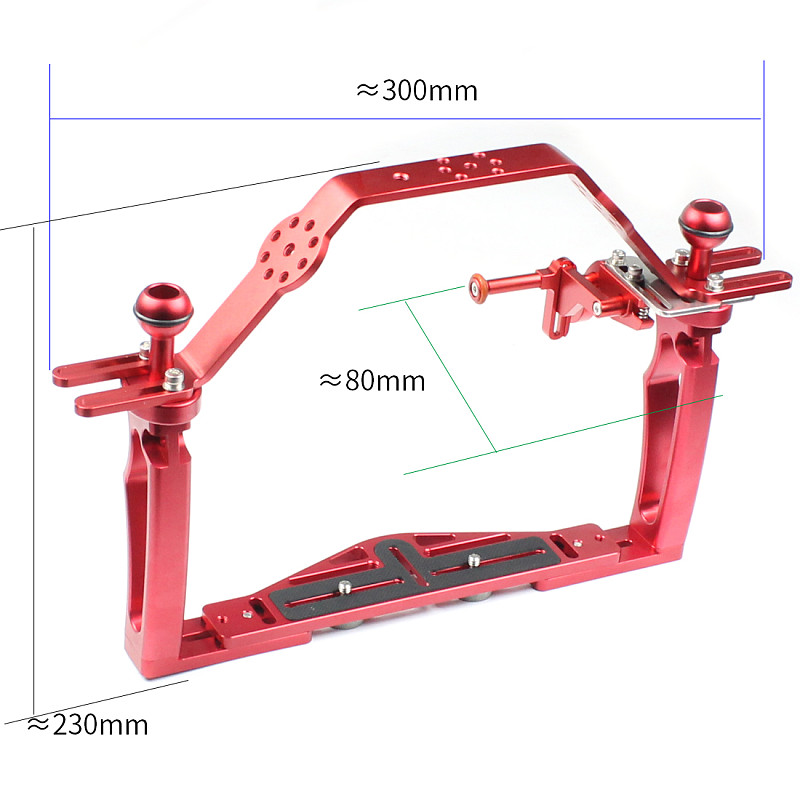 FEICHAO BQSZJ-4-R Aluminum Alloy Dual Hand-held Photography Diving Bracket Adjustable Shutter Extension Rod for GOPRO13 DJI/AKASO EK7000 4K and other SLR camera