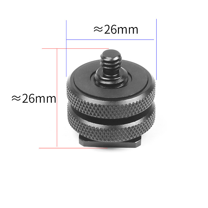 For DJI OSMO 360 GoPro13 3/8 to 1/4 Double-layer Hot Shoe Mount Microphone/light Connection Double-layer Black Cold Shoe Mount  for Photography SLR Cameras
