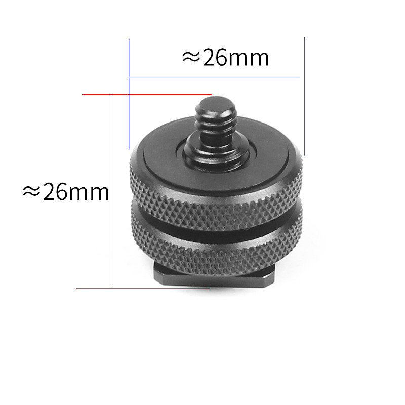 For DJI OSMO 360 GoPro13 3/8 to 1/4 Double-layer Hot Shoe Mount Microphone/light Connection Double-layer Black Cold Shoe Mount  for Photography SLR Cameras