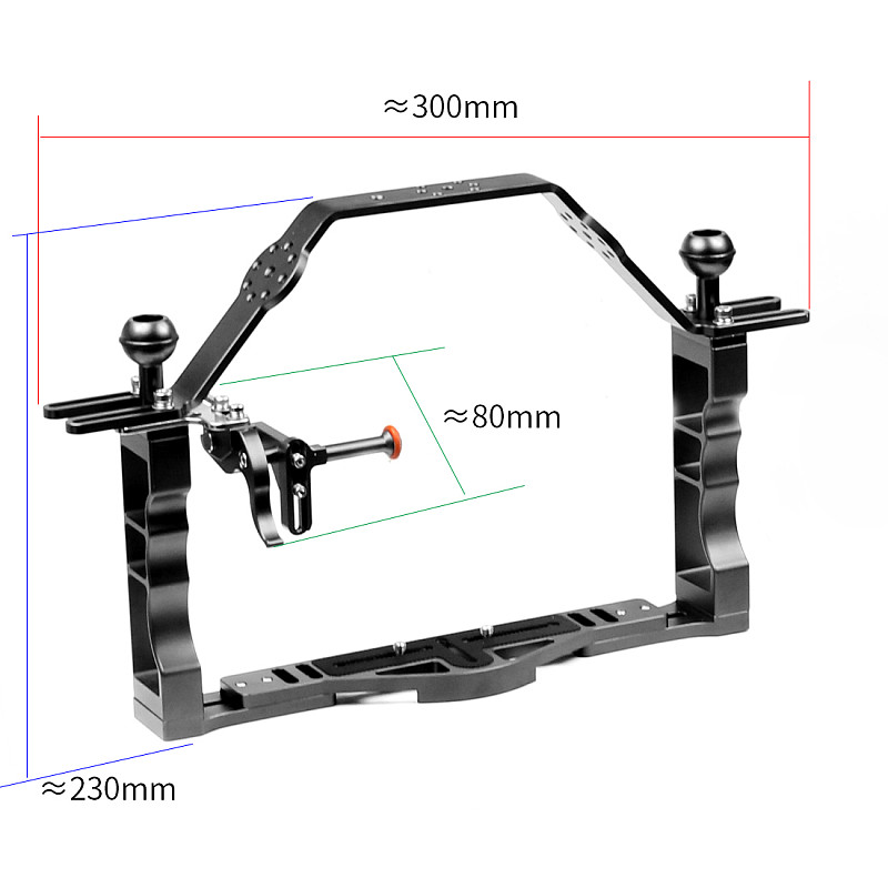 FEICHAO BQSZJ-3-B Aluminum alloy Dual-handheld Photography Diving Bracket Adjustable Shutter Extension Rod Double Handheld  Photography Bracket Handle for GOPRO13 DJI/AKASO EK7000 4K