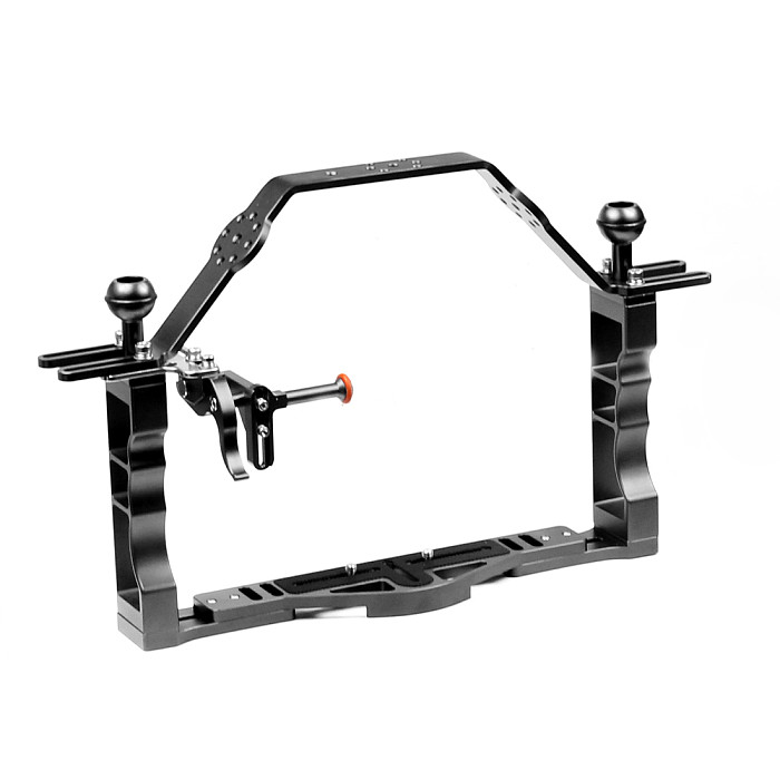 FEICHAO BQSZJ-3-B Aluminum alloy Dual-handheld Photography Diving Bracket Adjustable Shutter Extension Rod Double Handheld  Photography Bracket Handle for GOPRO13 DJI/AKASO EK7000 4K