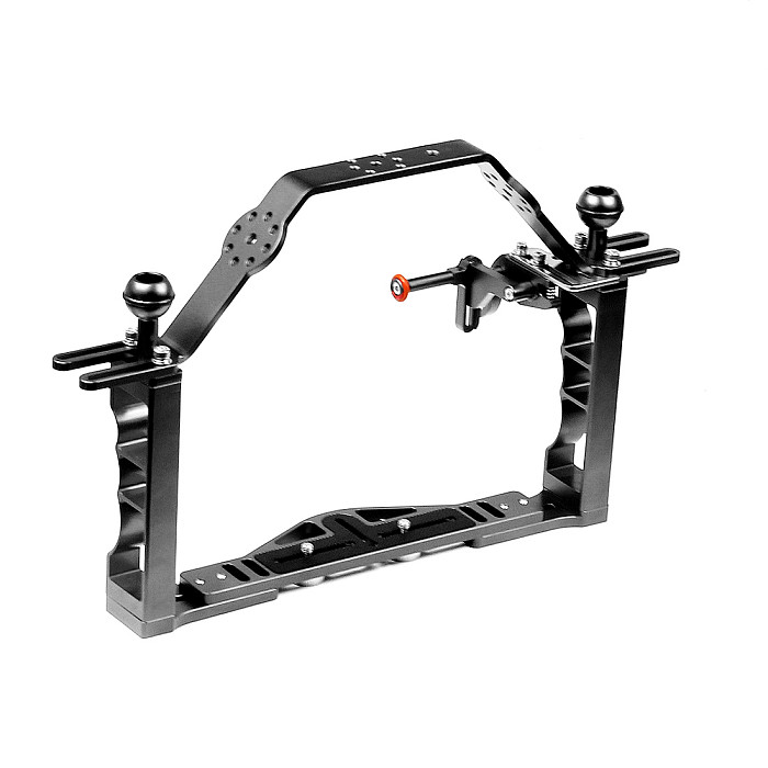 FEICHAO BQSZJ-3-B Aluminum alloy Dual-handheld Photography Diving Bracket Adjustable Shutter Extension Rod Double Handheld  Photography Bracket Handle for GOPRO13 DJI/AKASO EK7000 4K