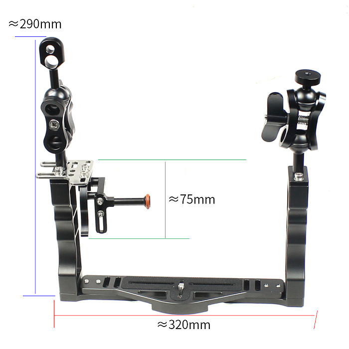FEICHAO BQSZJ-3-B Aluminum Dual Handheld Photography Diving Bracket Adjustable Bracket Diving Camera Handheld Lamp Arm Accessories Suitable for GOPRO13 DJI/AKASO EK7000 4K sports SLR camera