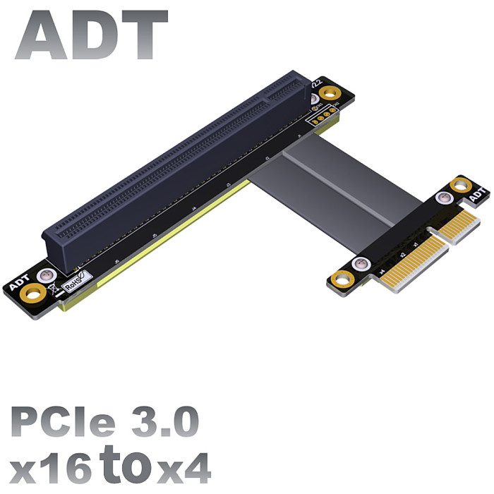 ADT-Link R23SL PCI-E x4 Adapter Board Cable PCIe 3.0x4 Extension Cable Adapter x16 16x 4x PCIe3.0 High Speed