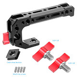 FEICHAO BSB-2C-R Aluminum Alloy CNC Camera SLR Rabbit Cage kit Universal Handle 15mm Rail Hole Cold Shoe Extension Accessories with 3/8*10mm Screw