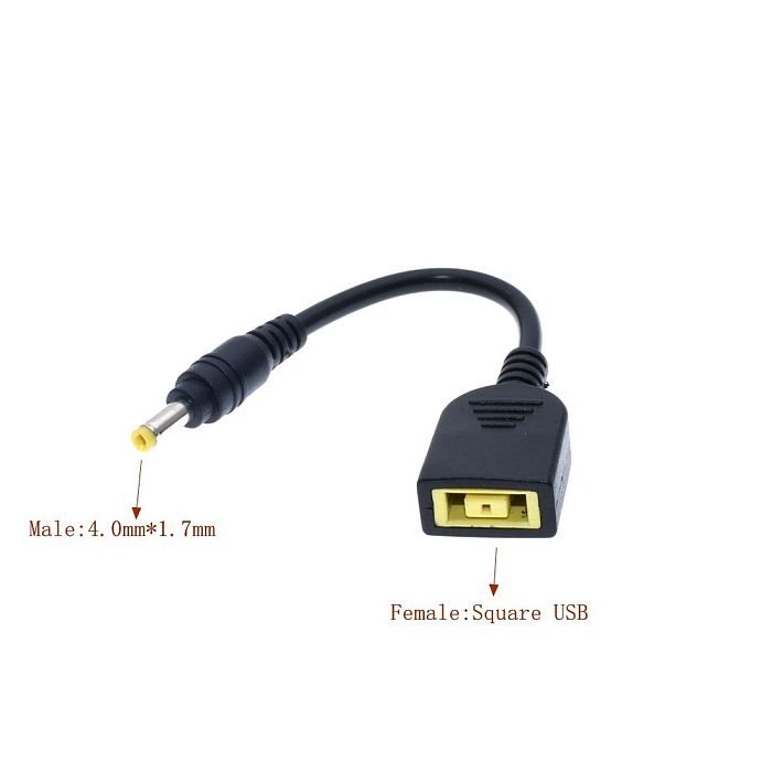 XT-XINTE DC 7.9x5.5mm Round Connector to Square Plug USB Laptop Power Adapter Converter Connector Cable for Lenovo ThinkPad for IBM Charger