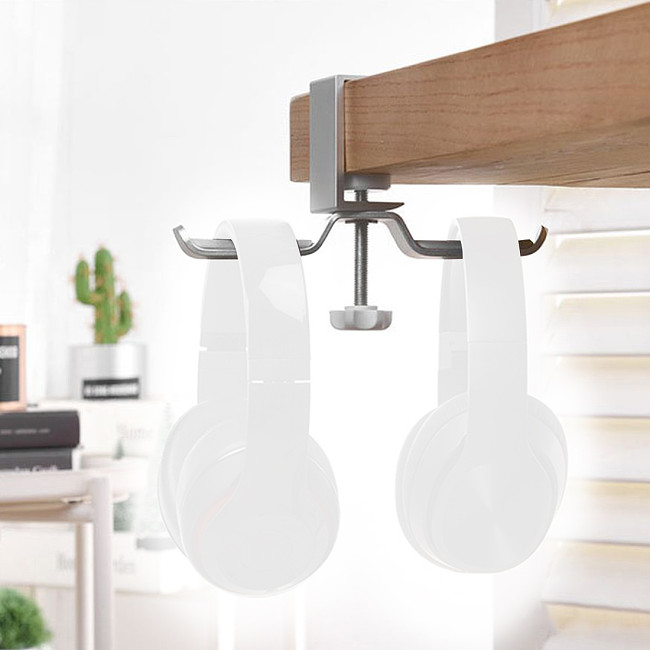 XT-XINTE 360 Degree Rotating Headphone Holder 2 in 1 Headphone Holder Metal Wall Hook Rotating Desk Stand for Headphone
