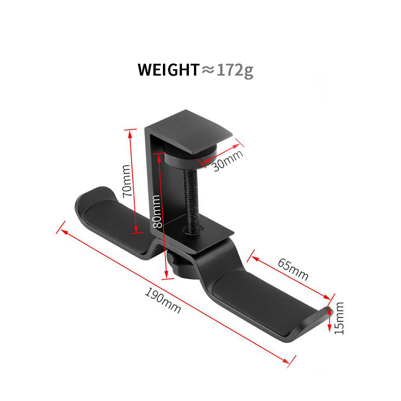 XT-XINTE 360 Degree Rotating Headphone Holder 2 in 1 Headphone Holder Metal Wall Hook Rotating Desk Stand for Headphone
