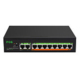 DIEWU 8-port 10/100/1000Mbps Gigabit+2 Uplink Port PoE Switch Built-in 120W Power Supply for Surveillance Camera Vlan Isolation