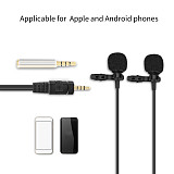 BGNING Dual-Headed Lavalier Lapel Clip-on Omnidirectional Microphone Mic Cable 1.5m /6m for Smartphone for Canon for Nikon DSLR Cameras