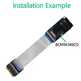 XT-XINTE Mini PCI-E to BCM94360CD Network Card Adapter Card Flexible Extender Cable for Mac OS Hackintosh