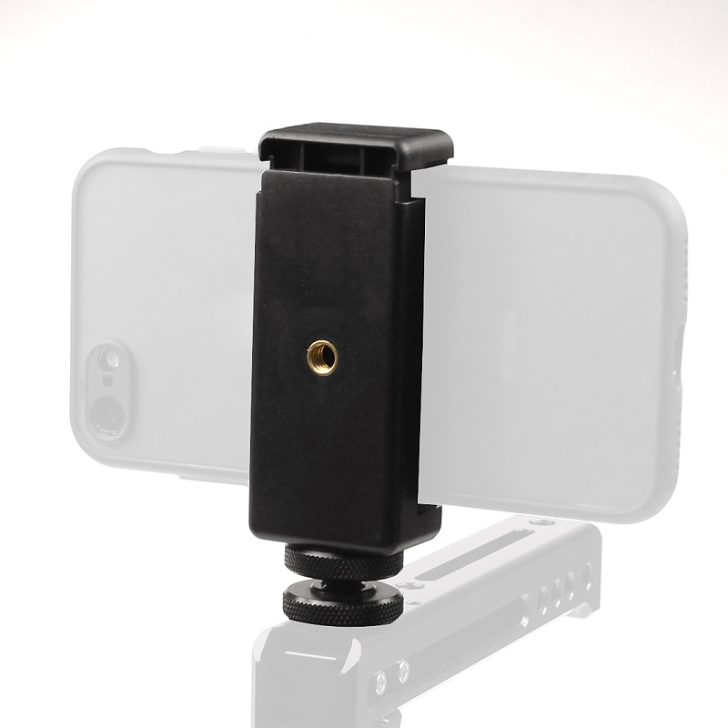 FEICAHO  3/8  to 1/4  Inch Adapter Screws Nut Mount Tripod DSLR Rig Cage Flash MIC Holder with Phone Clip for Gopro Action Cameras