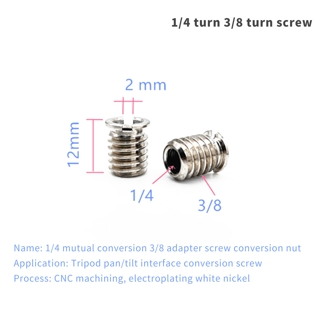 Adaptateur De Trépied 1/4" Femelle Vers 5/8" Mâle - Lot De 5 Pièces En Acier Inoxydable 304
