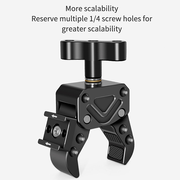 FEICHAO Super Clamp Black Knob Crab Claw Magic Arm Clamp with Mini Magic Arm Multi-Function Dual Ball Head for SLR Camera Monitor