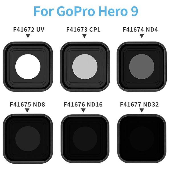 FEICHAO Aluminum Alloy Lens Filter Protector UV CPL ND4 ND8 ND16 ND32 Filters Cover 9H Hardness Frame Case for GOPRO HORO 9 Black