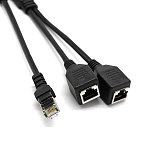 XT-XINTE 1 Male to 2 Female Socket Port LAN Ethernet Network RJ45 Plug Splitter Extender Adapter Connector Cable Extension Cable