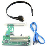 XT-XINTE PCI-E Express X1 to Dual PCI Riser Extend Adapter Card USB 3.0 Add on Cards Converter with SATA 15pin Power Cable