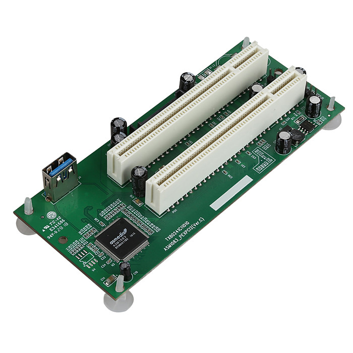 XT-XINTE PCI-E Express X1 to Dual PCI Riser Extend Adapter Card USB 3.0 Add on Cards Converter with SATA 15pin Power Cable