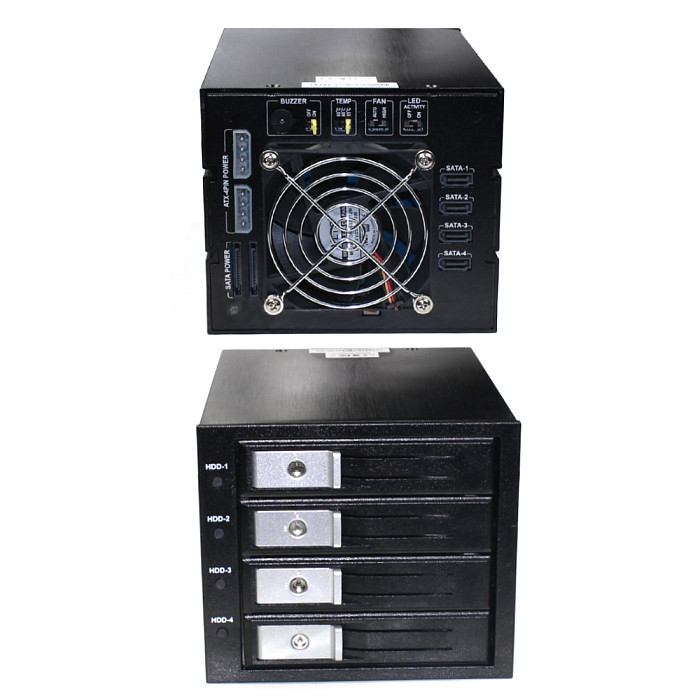 TOOLFREE 4 Bay 3.5  SATA/SAS 6Gbps Hard Drive Tray Built-in NSS Connector with SATA 15pin Power Cable Hard Disk Extraction Box