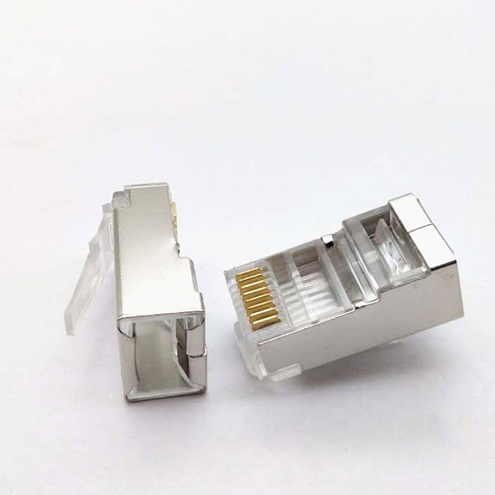 XT-XINTE 100PCS/lot XT-XINTE RJ45 Connector Network Cable Connector Cat5 Cat5e RJ45 Plug Shielded FTP 8P8C Network Crimp Connector