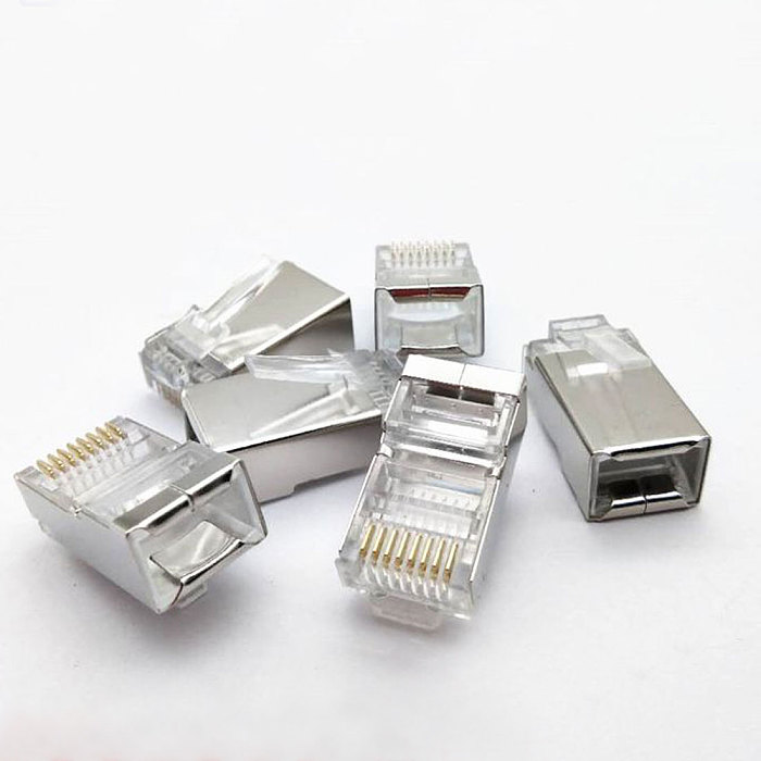 XT-XINTE 100PCS/lot XT-XINTE RJ45 Connector Network Cable Connector Cat5 Cat5e RJ45 Plug Shielded FTP 8P8C Network Crimp Connector