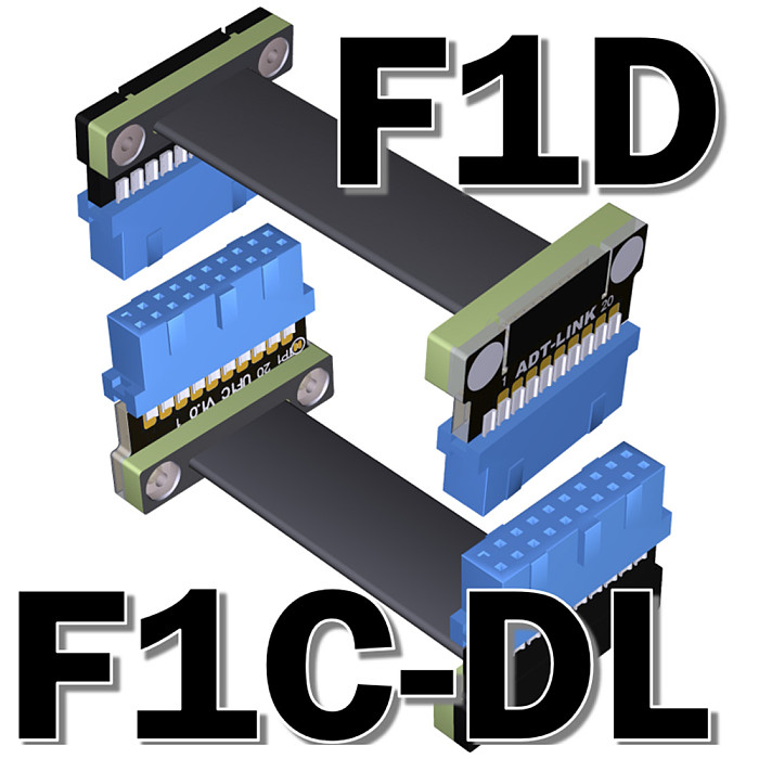 ADT-Link USB 3.0 20pin Female To Female Flat Ribbon Extension Cable Adapter Up Down Angled 90 Degree For Motherboard Mainboard Internal