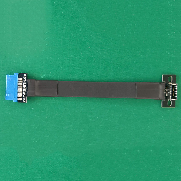 ADT-Link Type C USB3.1 Front Panel Socket USB 3.0 19Pin to TYPE-E 20Pin Header Flat Extension Adapter Ribbon Cable EMI Shielding