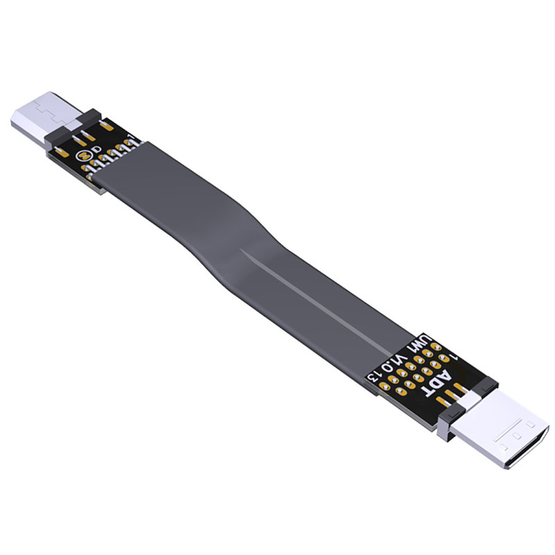 ADT-Link Micro USB To Micro USB 90 Degree Adapter USB OTG 2.0 Cable 15cm FPC Ribbon Flat USB Micro 2.0 OTG FPV Cable 3A