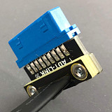 ADT-Link USB 3.0 20pin Female To Female Flat Ribbon Extension Cable Adapter Up Down Angled 90 Degree For Motherboard Mainboard Internal