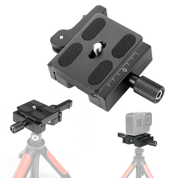 BGNing CL-50LS Aluminum Alloy Quick Release Clamp 3/8  Adapter Screw with PU50 Quick Release Plate for Arca Swiss Plate Tripod