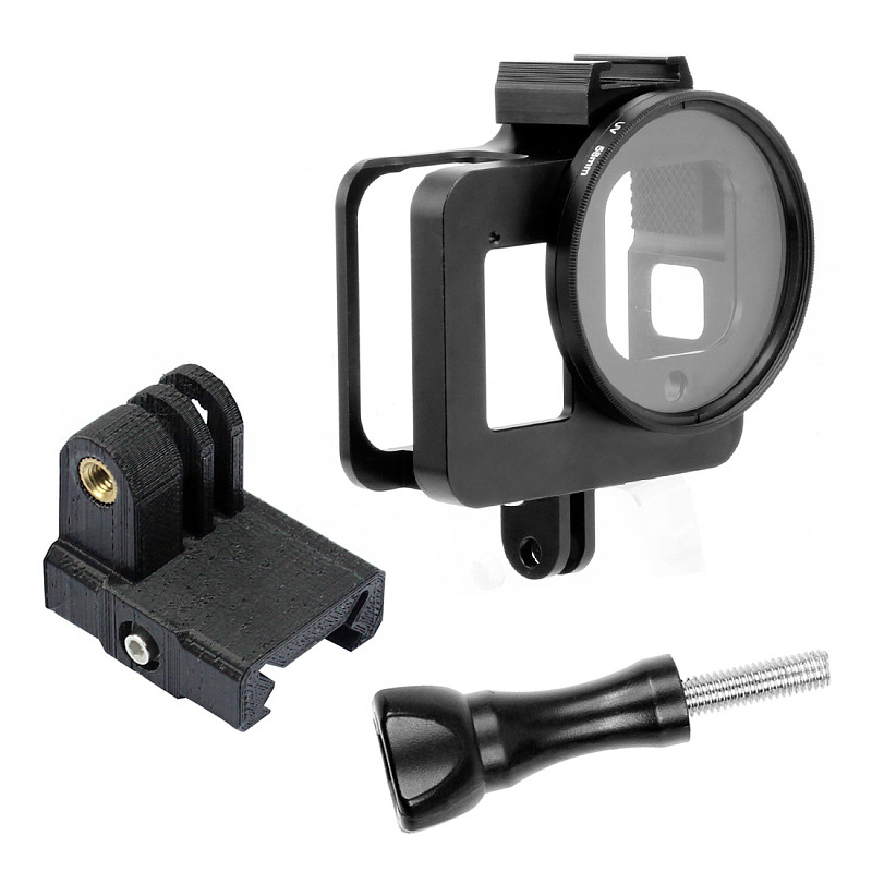 FEICHAO Metal Protective Border Frame Cage with 52mm UV Lens Filter/3D Printed 20MM Rail Adapter for GoPro Hero8 Action Camera