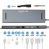 Blueendless USB Type C HUB to HDMI VGA RJ45 Multi USB 3.0 Splitter for Laptop Networking Card Readers Type C HUB Monitor Holder