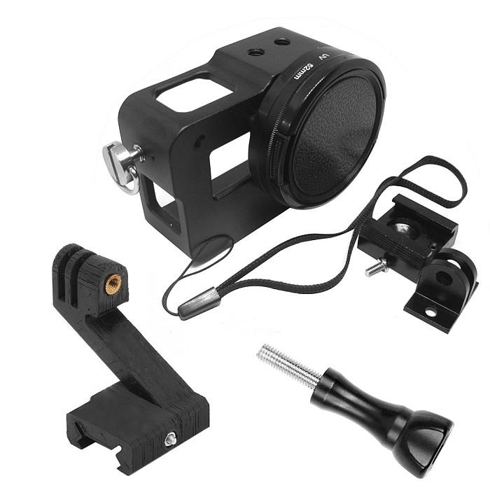 BGNing CNC Protective Case Cage with 52mm UV Lens with 3D Printed 20MM Rail Mount for GoPro Hero 7 6 5 Action Camera Accessories