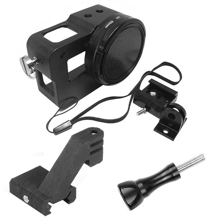 BGNing CNC Protective Case Cage with 52mm UV Lens with 3D Printed 20MM Rail Mount for GoPro Hero 7 6 5 Action Camera Accessories