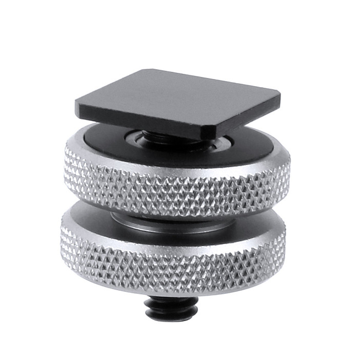 For DJI OSMO 360 GoPro13 BGNing 3/8 Turn 1/4 Double-layer Hot Shoe Holder, Microphone / Light Connection Double-layer Cold Shoe Holder for Photography SLR Camera