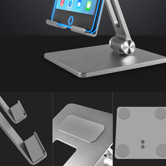 XT-XINTE Universal Aluminum Dual-axis Adjustable Folding Stand Holder Bracket Stabilizer for Huawei Samsung Apple Phone Tablet