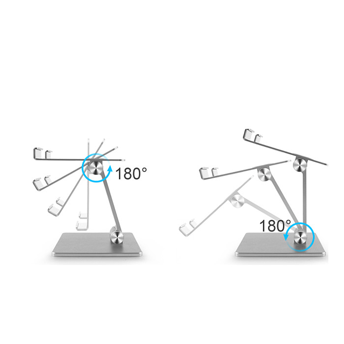 XT-XINTE Universal Aluminum Dual-axis Adjustable Folding Stand Holder Bracket Stabilizer for Huawei Samsung Apple Phone Tablet