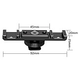 FEICHAO Aluminum Alloy Plate Universal 2 Cold Shoe Mount Extension Bar Dual Bracket with 1/4  Thread for SLR Camera Microphone