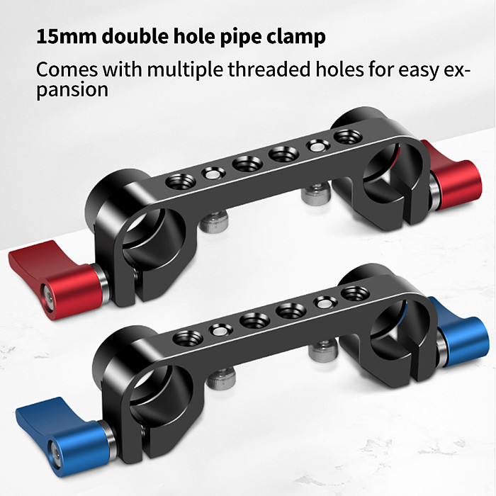 FEICHAO Aluminum Camera Rod Clamp Standard 15mm Dual Railblock Clamp For DSLR Camera Shoulder Rig 15mm Rail Rod Support System