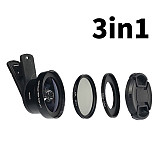 FEICAHO Phone Lens Kit Universal 5 in 1 Wide Angle Macro Lens CPL Star Filter+ND8 Lens Filter with 37-52 Adapter Ring for Smartphone