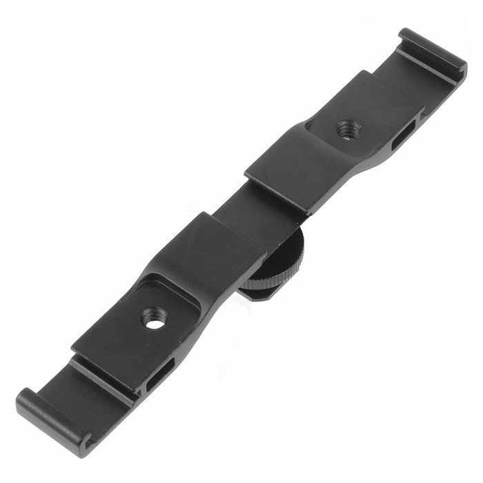 FEICHAO Dual Cold Shoe Mount Extension Bar Aluminum Alloy Flash Bracket with 1/4  Thread Hole for DSLR Camera Light Microphone