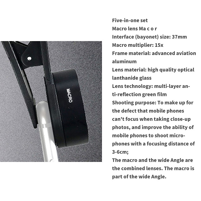 FEICAHO 37MM 15X Macro Lens 4K HD Professional Photography Phone Camera Lens for Diamond Jewelry Optical Glass Lens for Smartphone