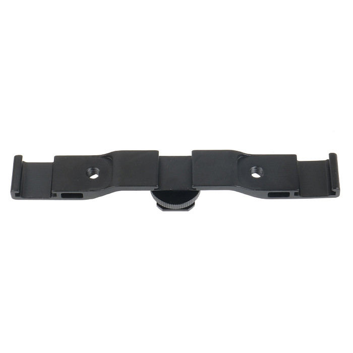 FEICHAO Dual Cold Shoe Mount Extension Bar Aluminum Alloy Flash Bracket with 1/4  Thread Hole for DSLR Camera Light Microphone