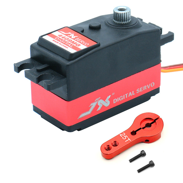 JX Servo PDI-4409MG CNC Aluminum Middle Shell 10KG High Performance Digital Standard Servo + Steering Arm for RC Drone RC Toy Car