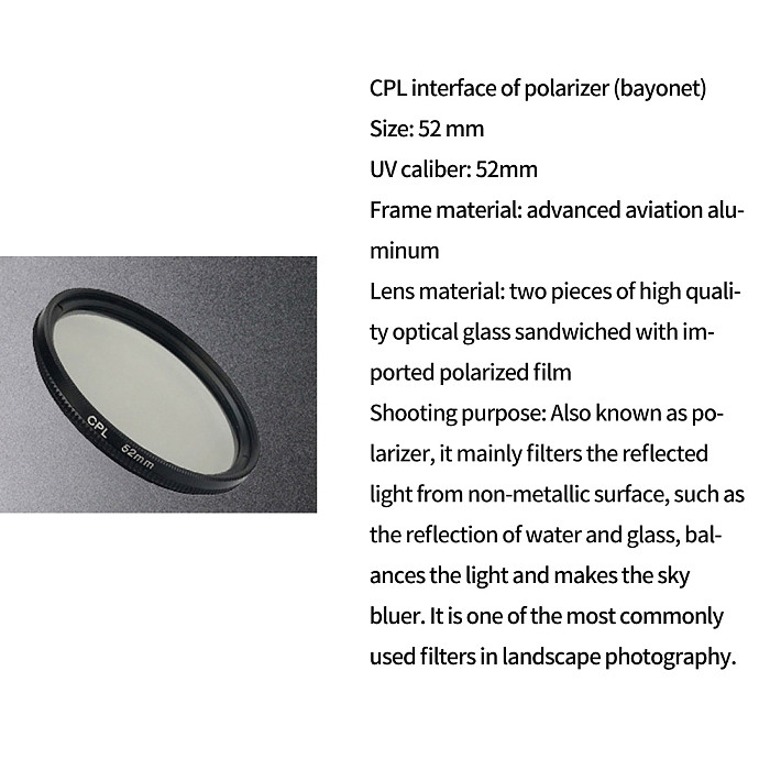 FEICHAO CPL Filter Camera Lens 37mm 52mm 58mm Circular Polarized Optical Glass Filter for SLR Cameras for Smartphone