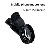 FEICAHO 37MM 15X Macro Lens 4K HD Professional Photography Phone Camera Lens for Diamond Jewelry Optical Glass Lens for Smartphone