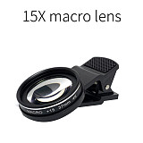 FEICAHO 37MM 15X Macro Lens 4K HD Professional Photography Phone Camera Lens for Diamond Jewelry Optical Glass Lens for Smartphone