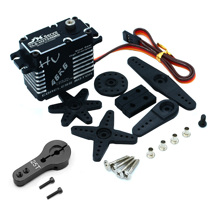 JX Servo CLS-HV7346MG 46KG High Torque Metal Tooth Digital High Pressure Coreless Standard Servo & Steering Arm