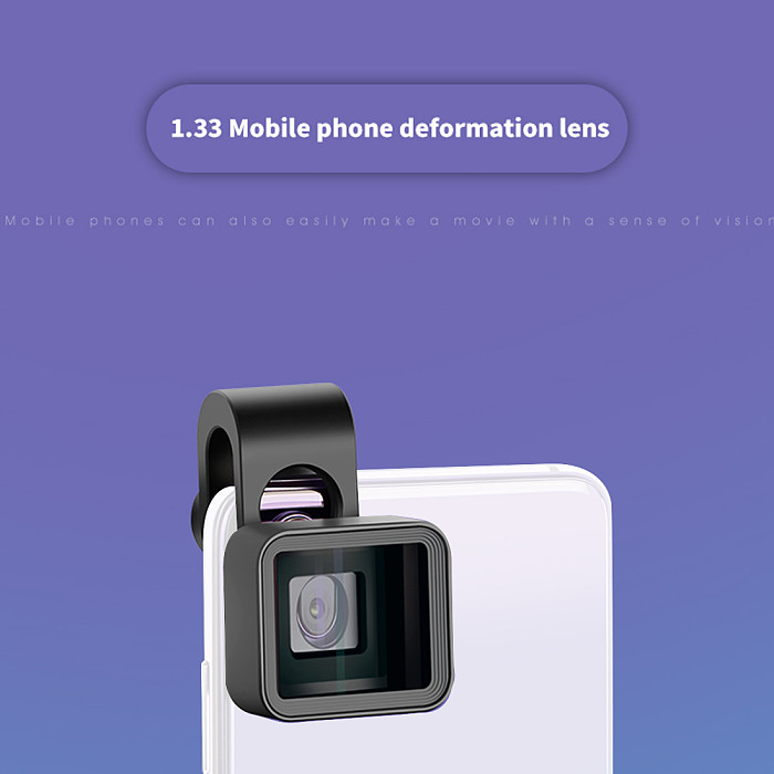 XT-XINTE Distorted Lens Mobile Phone Anamorphic Lens 1.33X/1.55X Widescreen Movie Wide Angle Phone Lens Smartphone Accessories