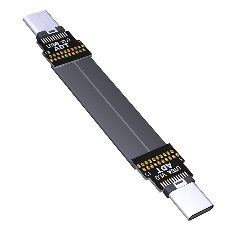 ADT-Link USB 3.2 Type C To Type C Extension Cable Shield FPV FPC Ribbon Flat USB C Cable 3A 20Gbps Gen2 x 2 EMI Shielding 15cm